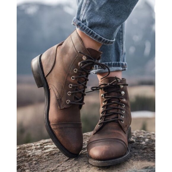 Thursday Boots Captain Lace Up Boots Womens 10.5 Brown Nubuck Boho Victorian - Picture 1 of 14